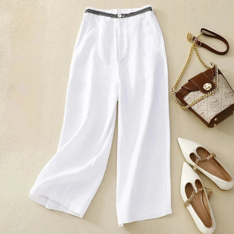 Pantalon Classique En Lin Pour Femme
