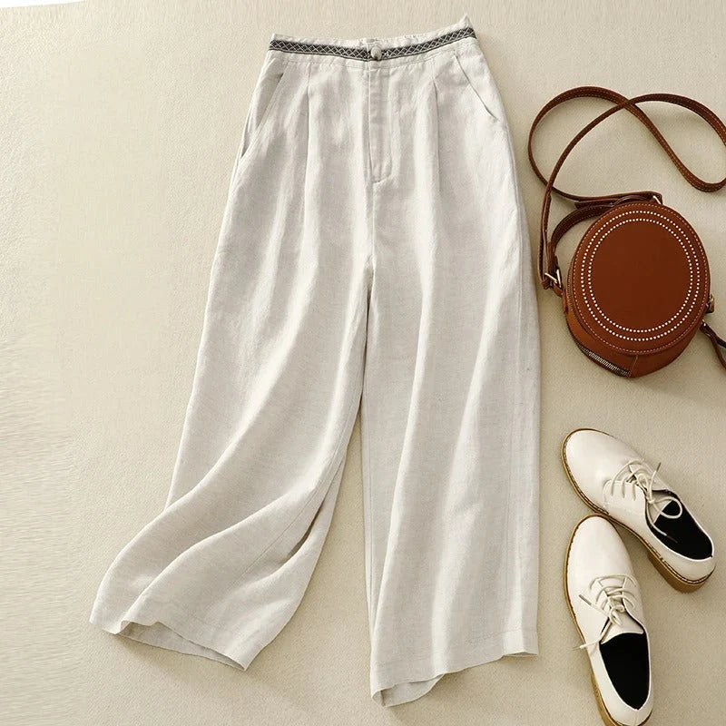 Pantalon Classique En Lin Pour Femme