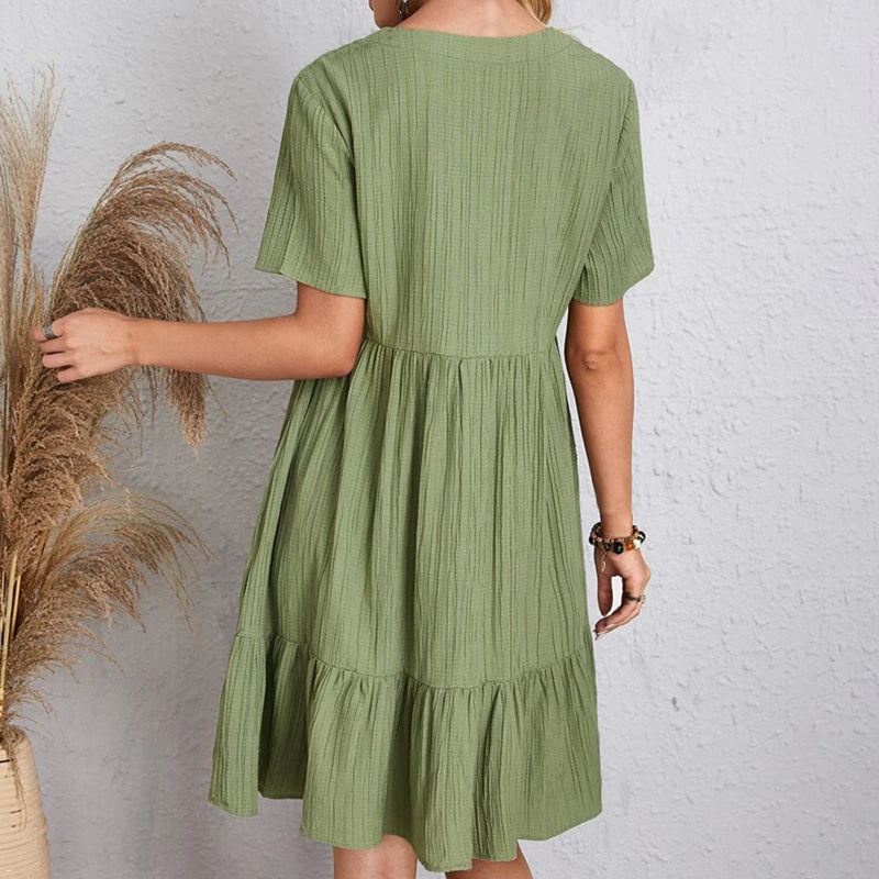 Women's Boho V-Neck Mini Dress