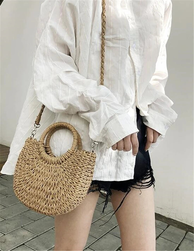 Half-Moon Straw Bag