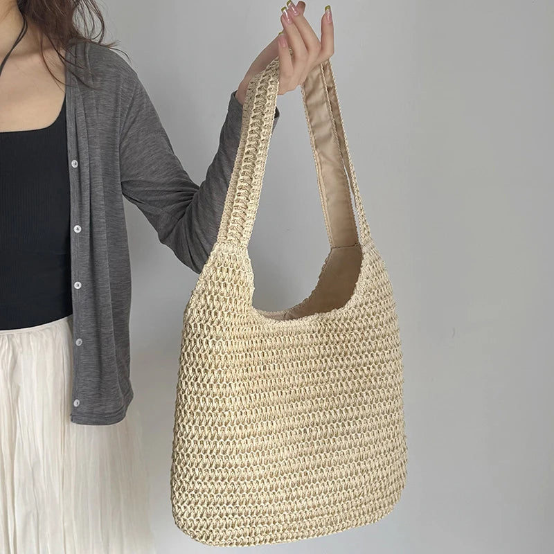 Woven Straw Tote Bag