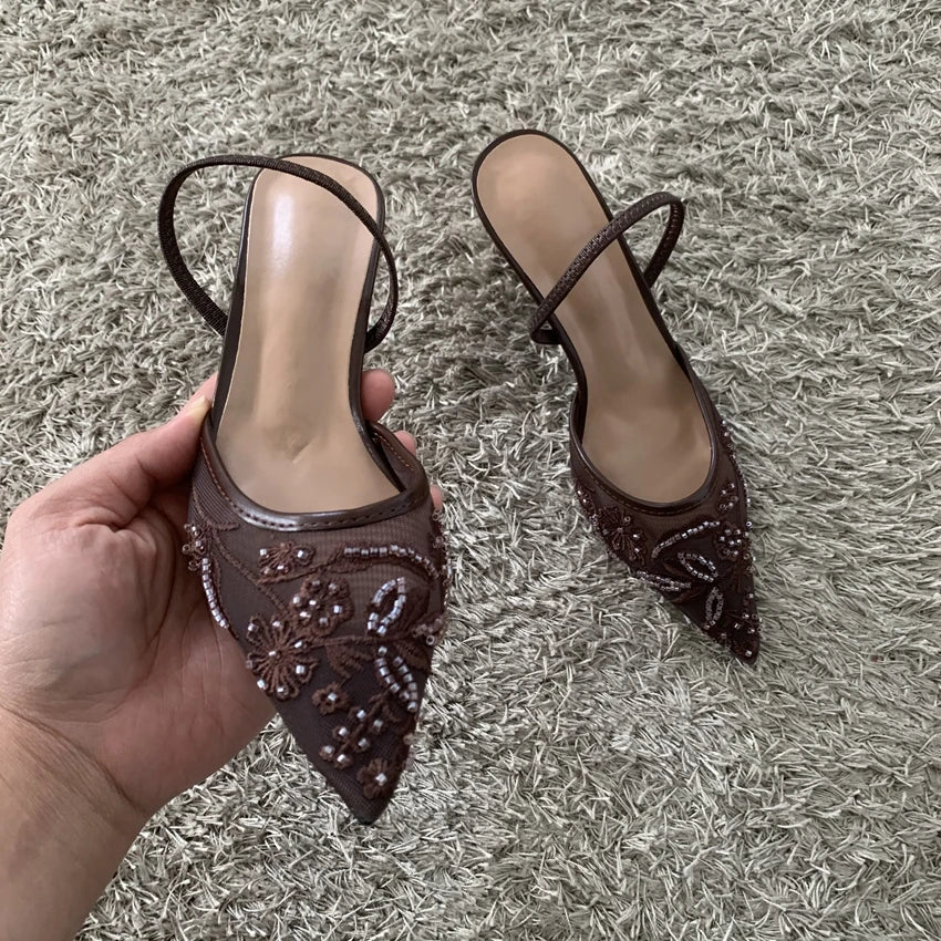 Women's Mesh Slingback Heels