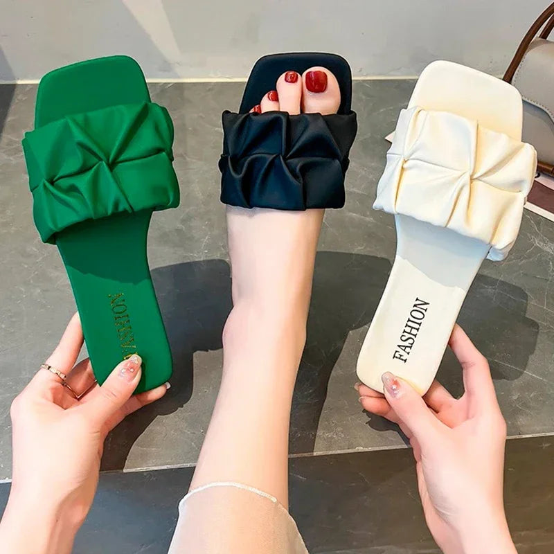 Women's Pleated Slide Sandals