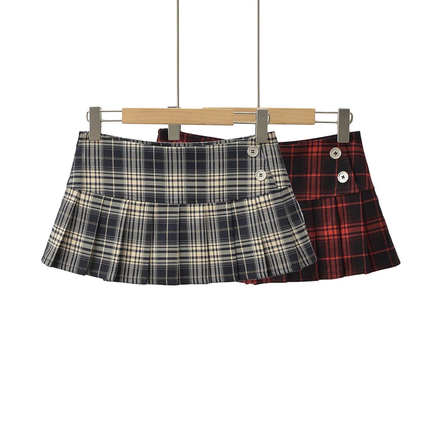 Women's Pleated Plaid Mini Skirt