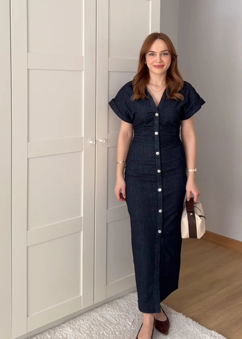 Elegant Denim Midi Dress