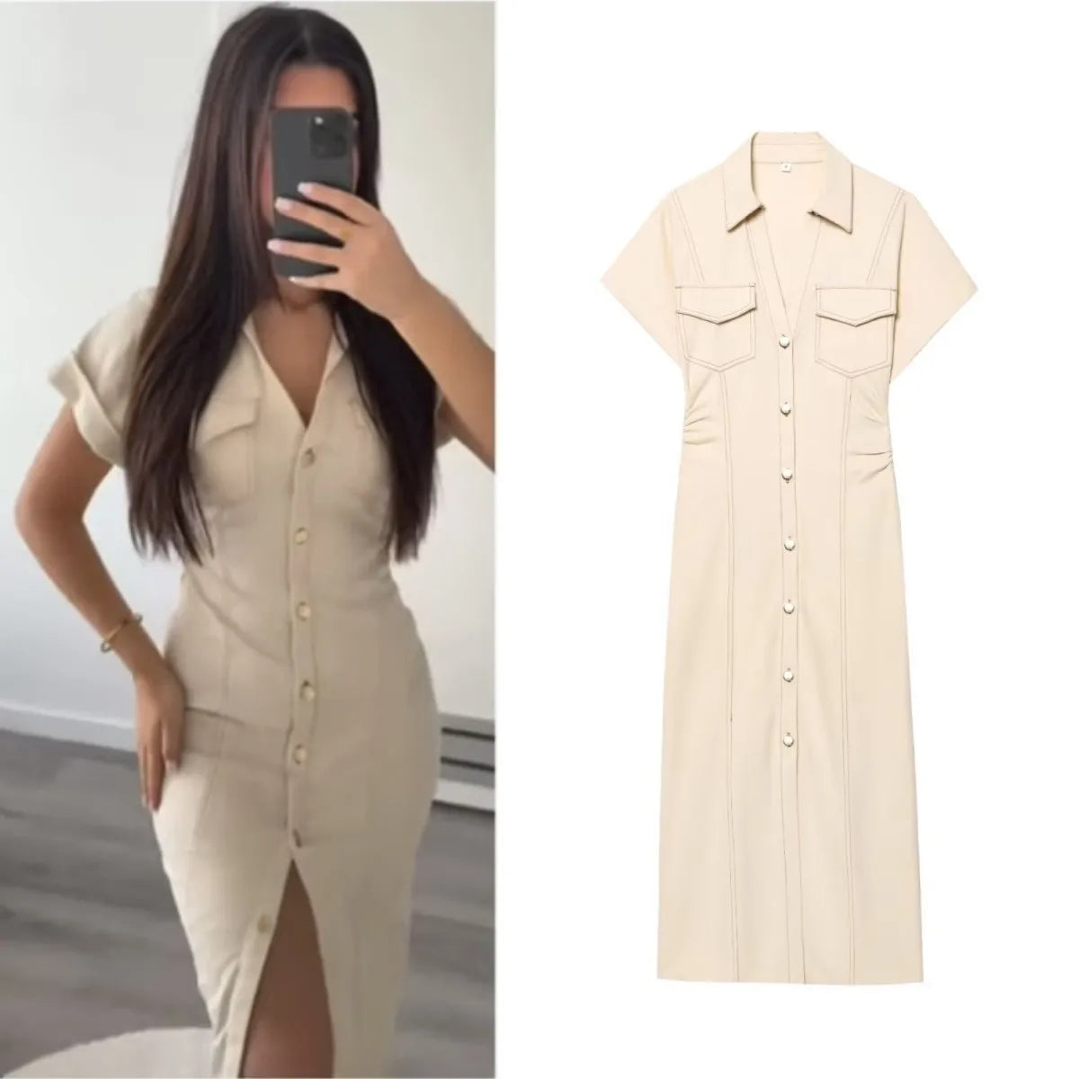 Elegant Denim Midi Dress