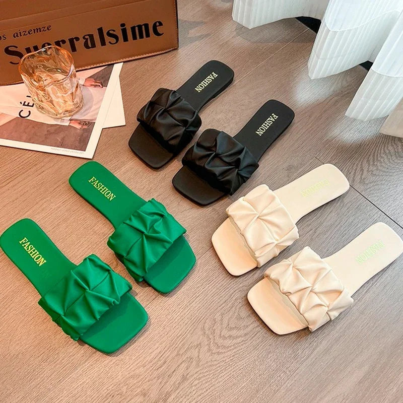 Women's Pleated Slide Sandals