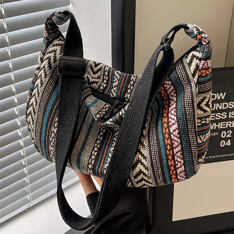Striped Canvas Crossbody Bag