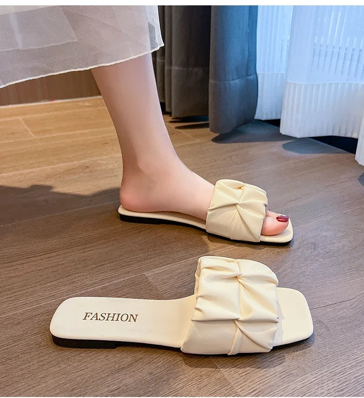 Women's Pleated Slide Sandals