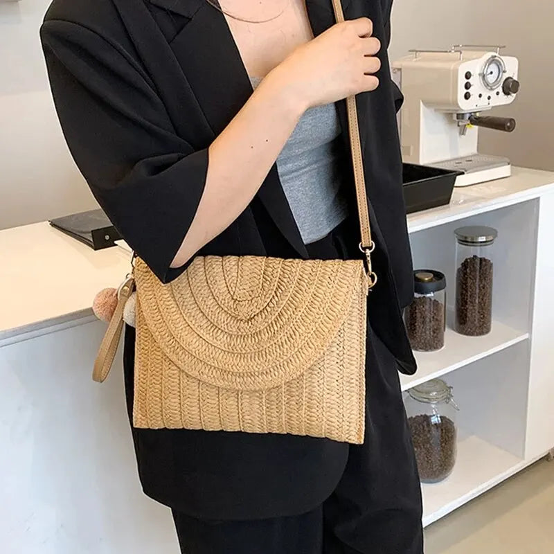 Woven Straw Envelope Bag