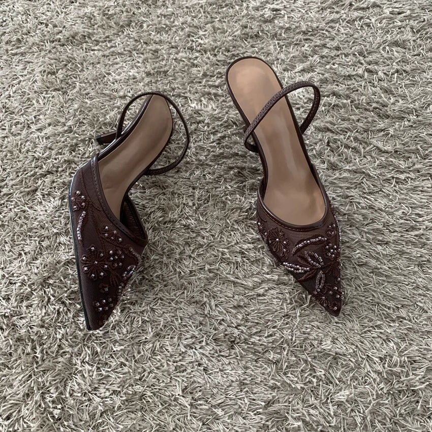 Women's Mesh Slingback Heels