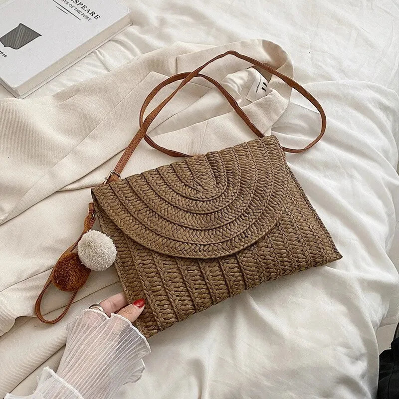 Woven Straw Envelope Bag