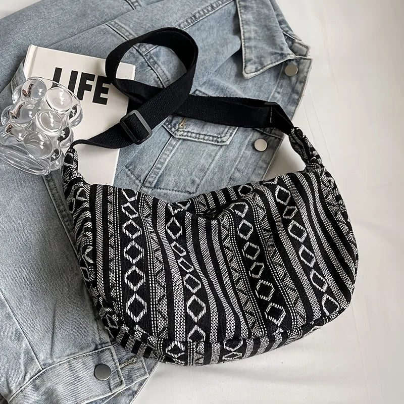 Striped Canvas Crossbody Bag