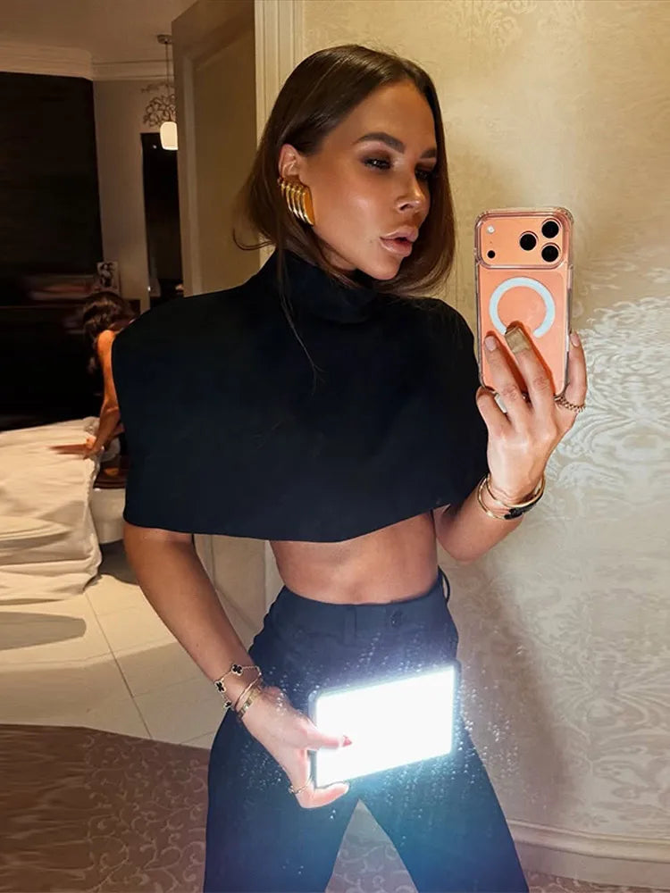Women's Black Cropped Top