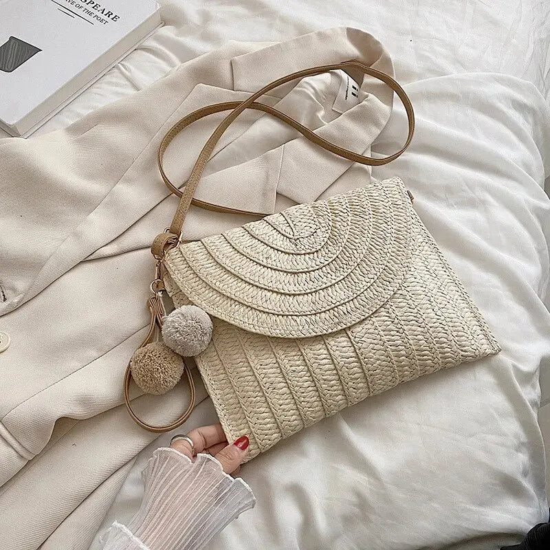 Woven Straw Envelope Bag
