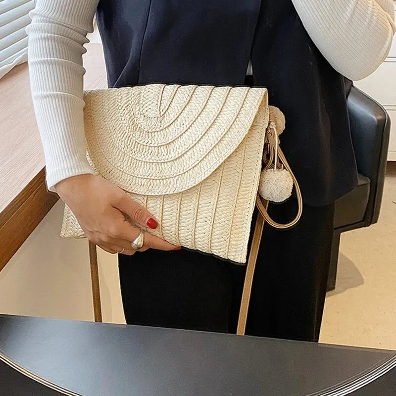 Woven Straw Envelope Bag