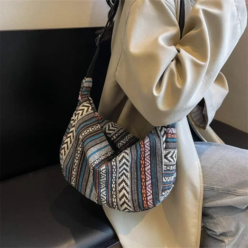 Striped Canvas Crossbody Bag