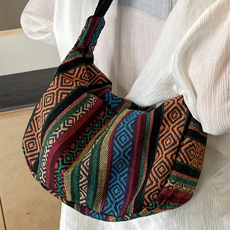 Striped Canvas Crossbody Bag