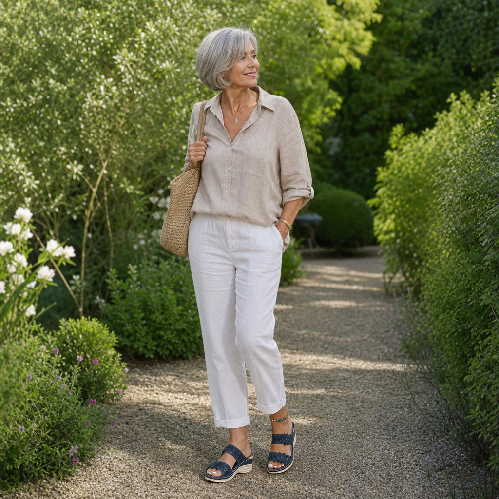 Mules Compensées Fleuries Femme