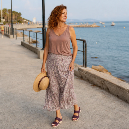 Mules Compensées Fleuries Femme